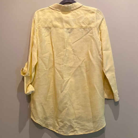Christian Siriano Pale Yellow Medium Summer linen woman’s button down blouse #14 - Picture 5 of 5